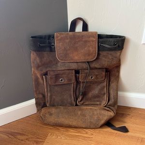 Suede leather rucksack